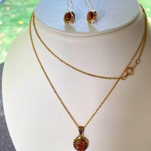 Victorian 10 K Goldstone Set